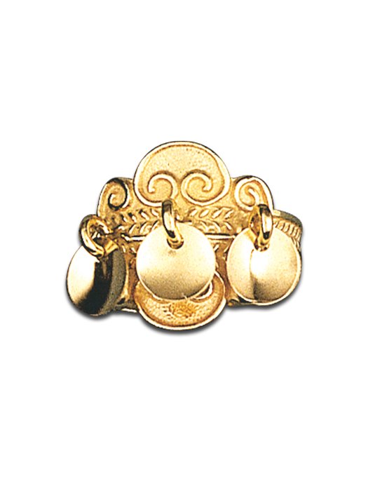 Bunadsølv ring, forgylt m. lauv, nr. 317602