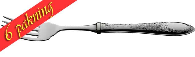 6 pakning Fiskegaffel m/sølvtinner Drage 038523