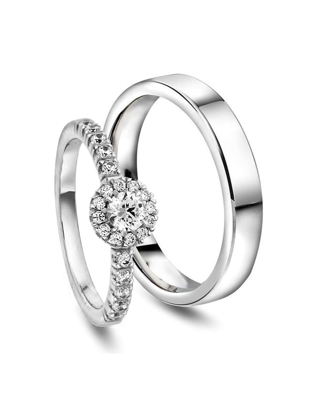 Forlovelseseringer/gifteringer med diamanter