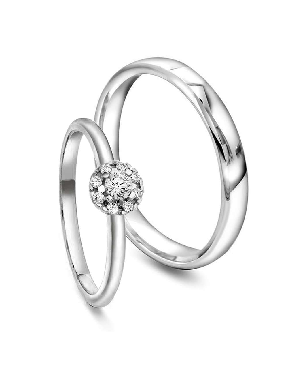 Forlovelseseringer/gifteringer med diamanter