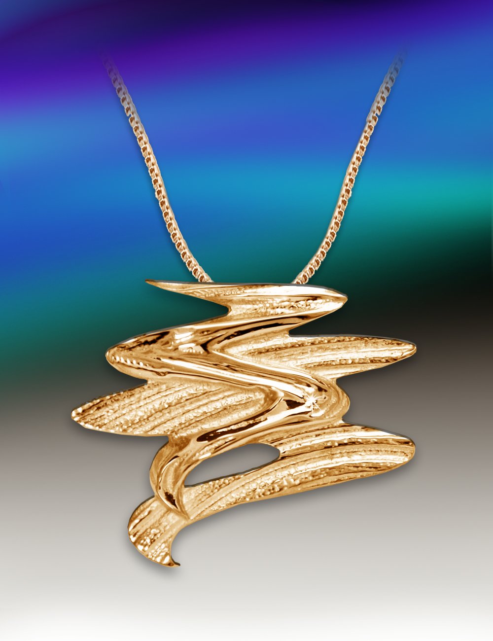 Nordlys Aurora stort anheng i gull