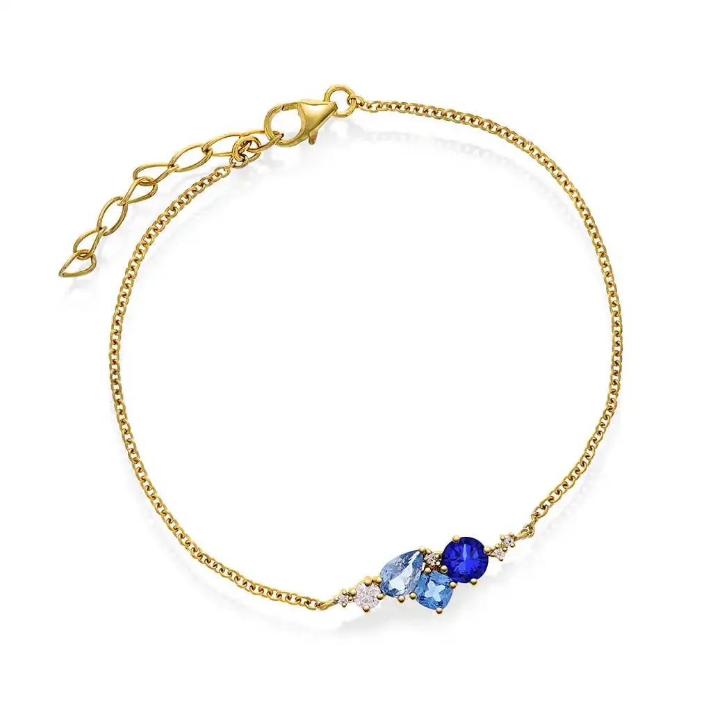 Elegant armbånd forgylt sølv med strålende blå zirkonia.