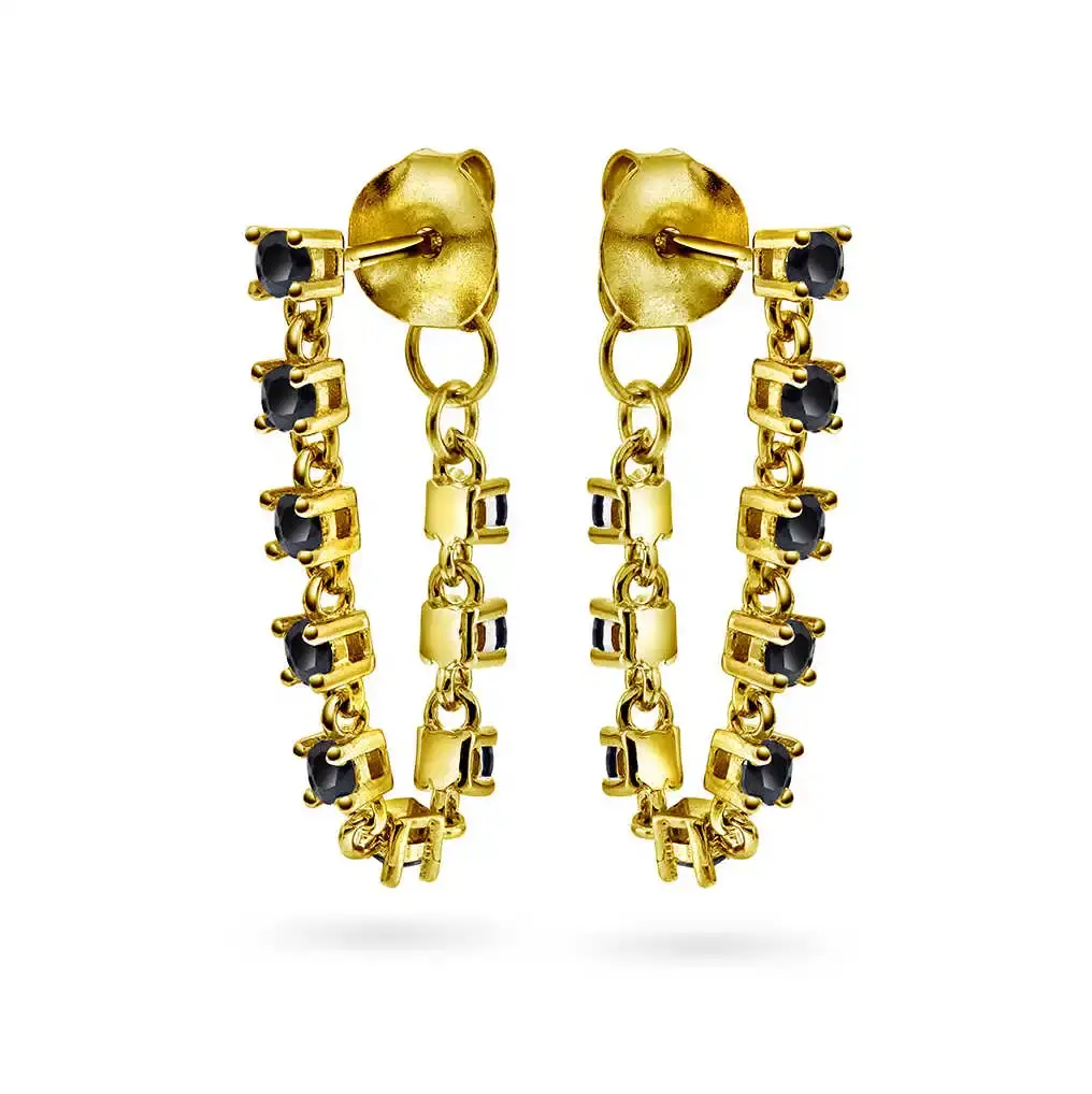 Zela øredobber med sort zirkonia