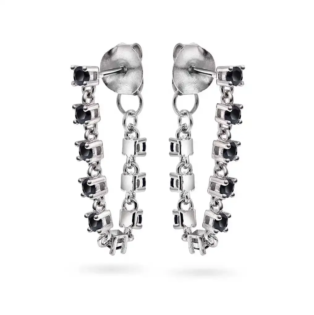 Zela øredobber med sort zirkonia