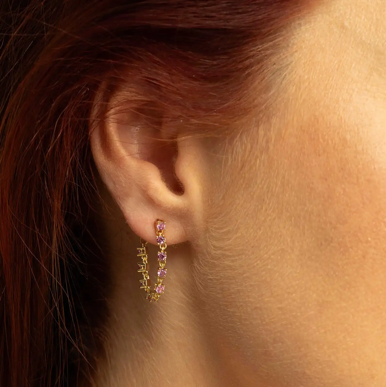 Zela øredobber med rosa zirkonia