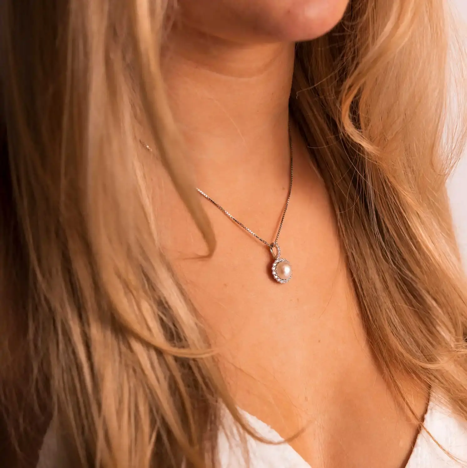 Firenze smykke i sølv med perle.