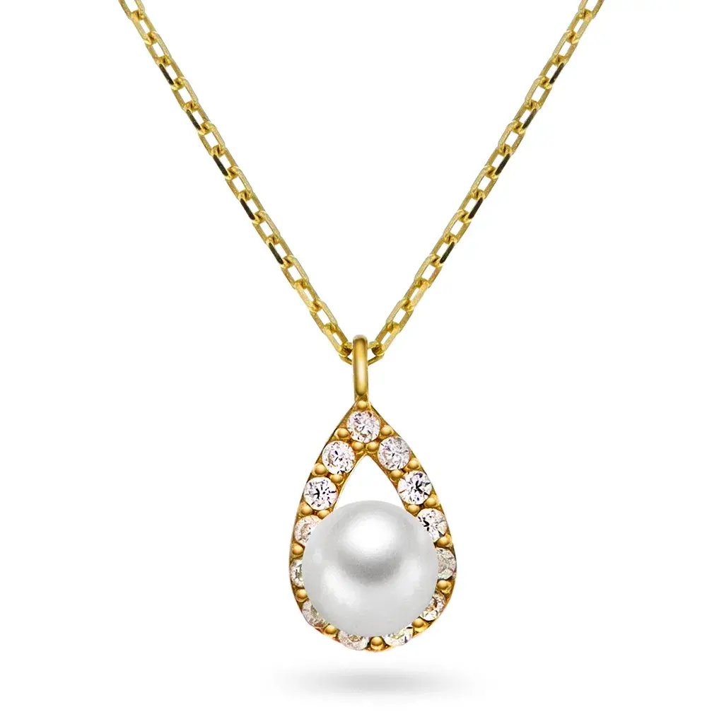 Smykke i gull med ferskvannsperle